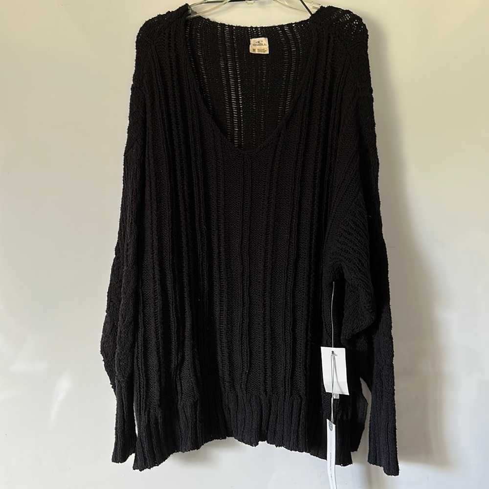 Black V-Neck Knit Women's Sweater